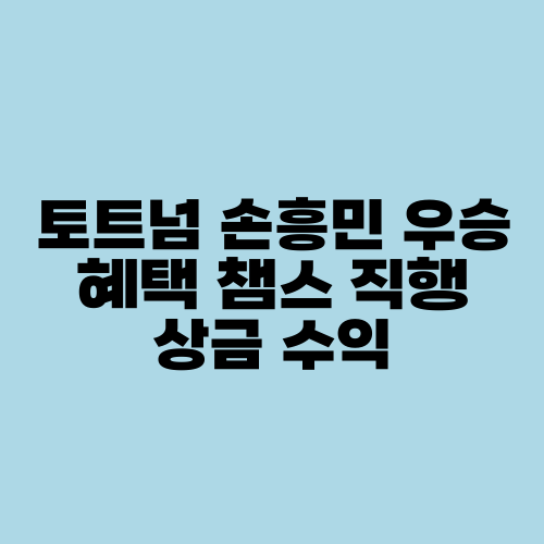 토트넘 손흥민 우승 혜택 챔스 직행 상금 수익