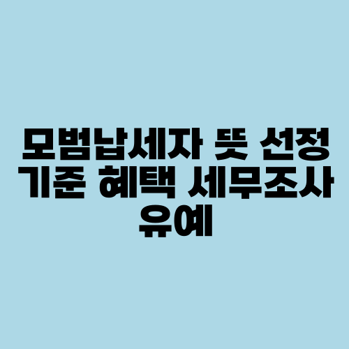 모범납세자 뜻 선정 기준 혜택 세무조사 유예