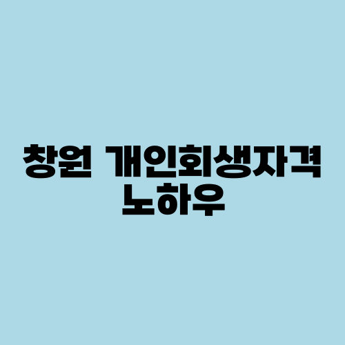 창원 개인회생자격 노하우